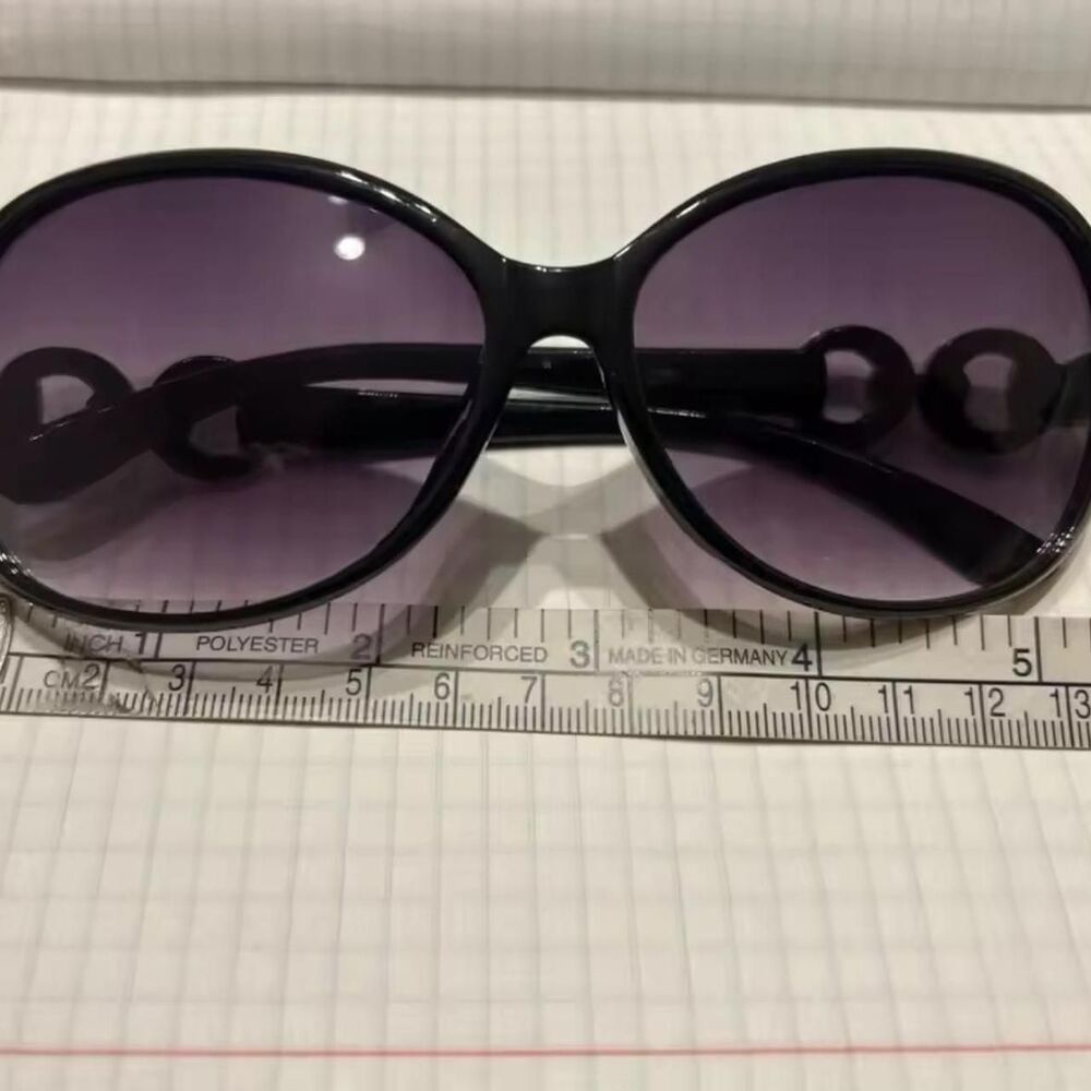 ꧁ᬊᬁ y2k style black silver ring big oversized sunglasses ᬊ᭄꧂ - Picture 5 of 7